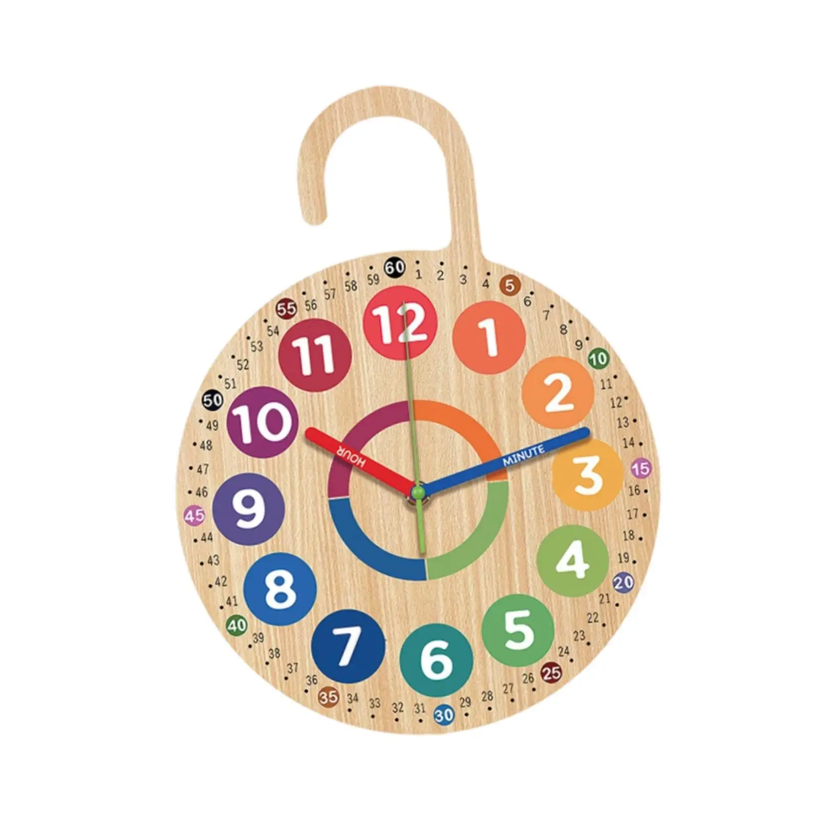 Teaching Time Clock Versatile Decor Hanging Wooden Unique Children Quiet Movement Easy to Read School Wood Clock for Kids