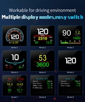 HD P10-PRO OBD2 HUD Car Head Up Display Digital Speedometer Auto On-board Computer With Speed RPM Temperature Voltage Alarm 6