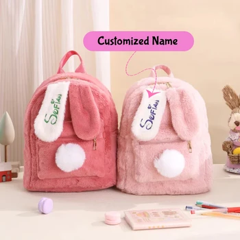 Nome personalizzato personalizzato Lettera ricamata per neonato Asilo nido Simpatico coniglio di peluche Zaino Borsa per bambini per la scuola Regali Ragazzi ragazze 1