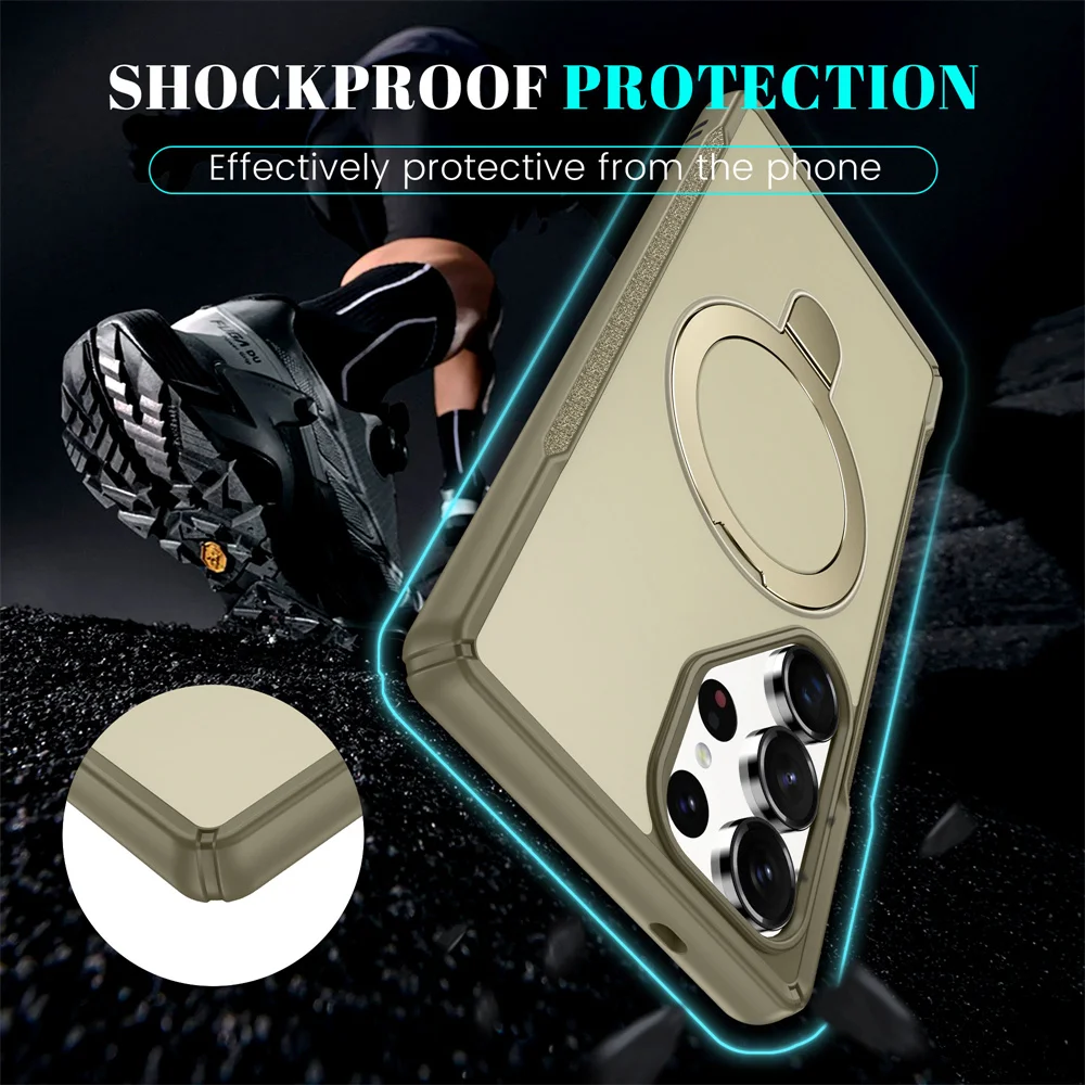 Magnetic Wireless Charger Phone Case with Kickstand - Protective Cover