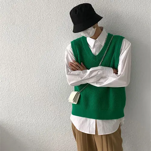 

New Fashion Brand 2023 Sweater Male Pullovers Vest Knitwear Sleeveless Winter Korean Style Casual Clothing Men Waistcoats I34