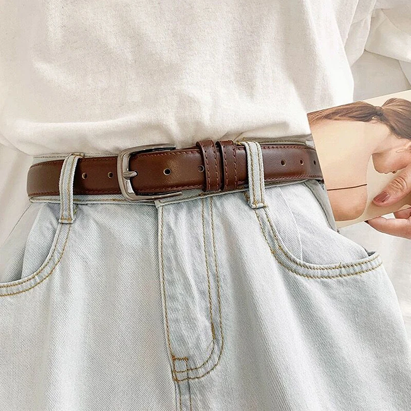 Women Belts PU Leather Simple Metal Buckle Belt Girls Dress Jean Pants Waistband Belts For Lady High Quality Ladies Dress Belt - 5