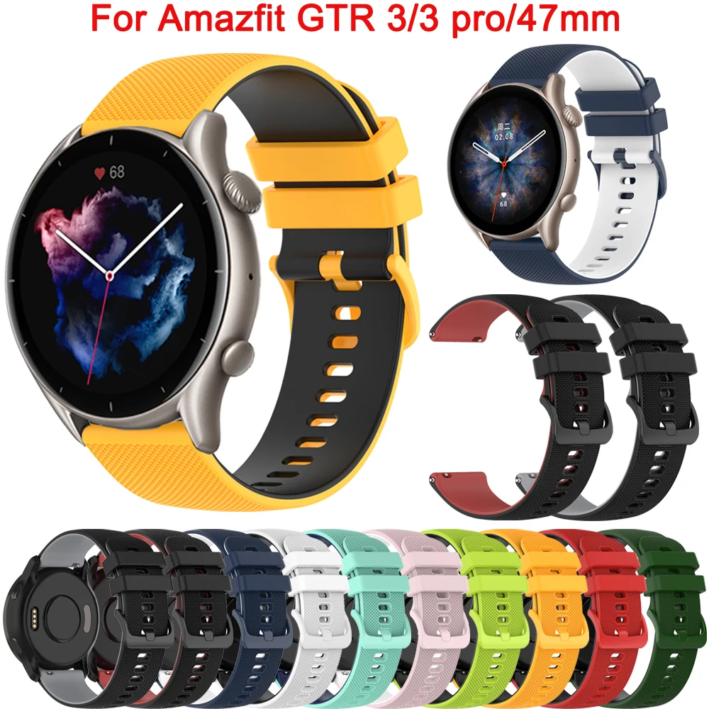 

Силиконовый ремешок для часов, браслет для Huami Amazfit GTR 3 Pro, ремешок для Xiaomi Amazfit GTR 3 2 2e 47 мм, ремешок для смарт-часов Stratos 3