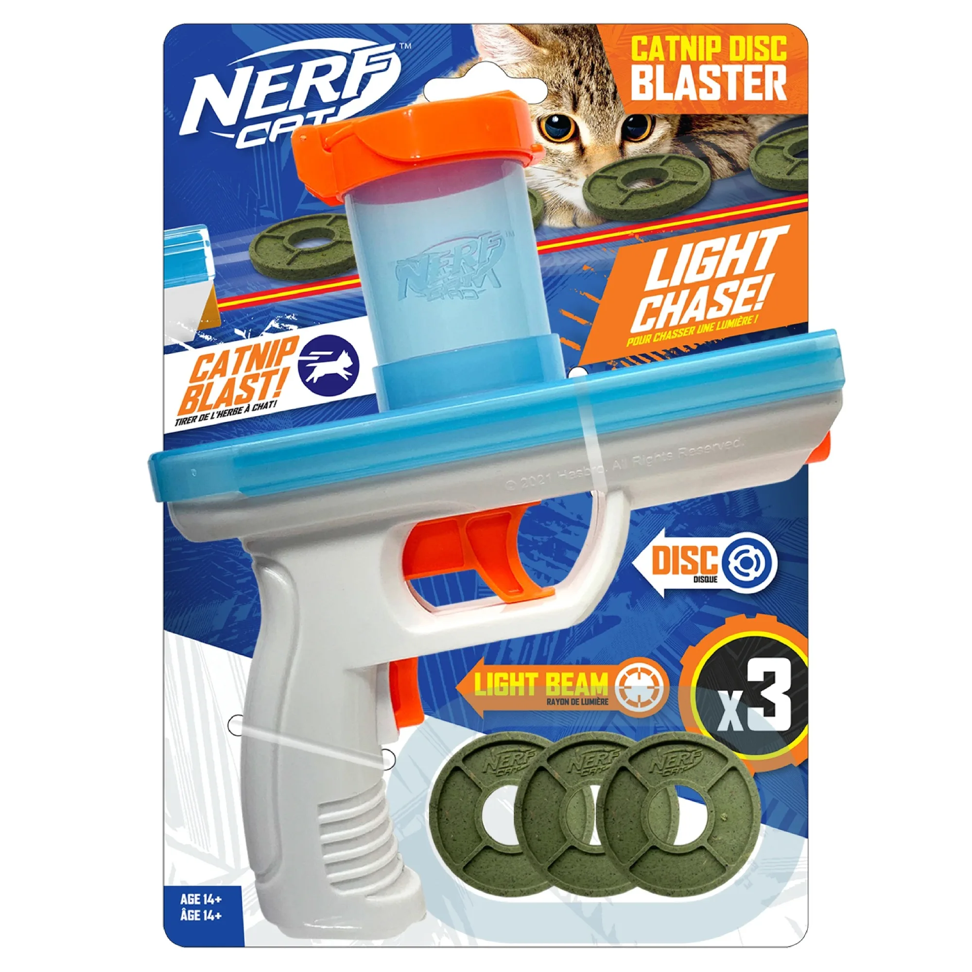 Nerf Cat Catnip Disc Treat Blaster Cat Toy with 3 Catnip Discs