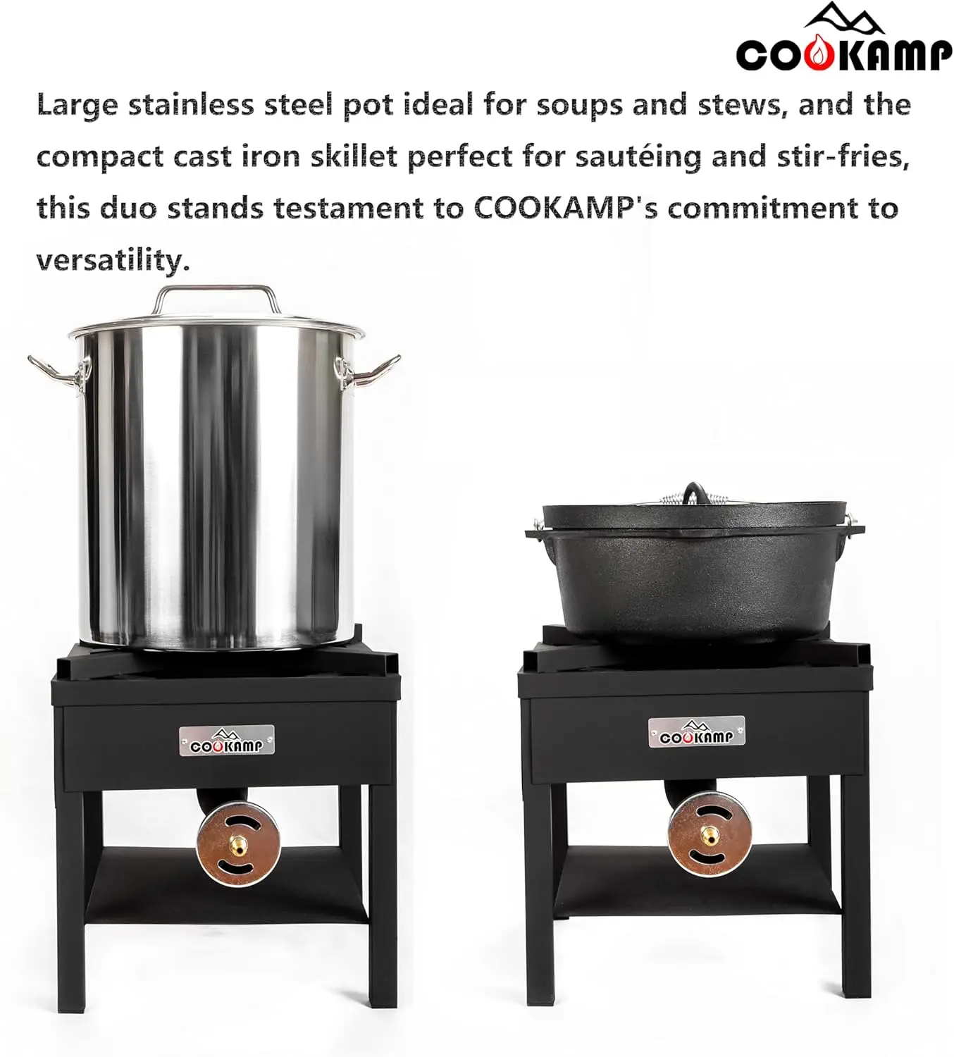 1-Burner Outdoor Propane Gas Cooker 260000 BTU with 0-30 PSI Adjustable Regulator and Steel Braided Hose 2