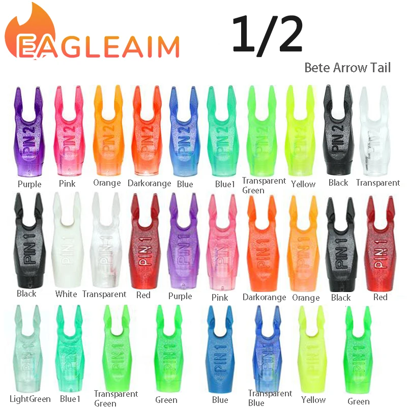 Anti-fighting Tail Bete PIN1/PIN2 Arrow Tail Plastic Arrow Pin Nocks 50PCS for ID4.2mm ID6.2mm 3.2mm Shaft Archery Accesso archery arrow nocks