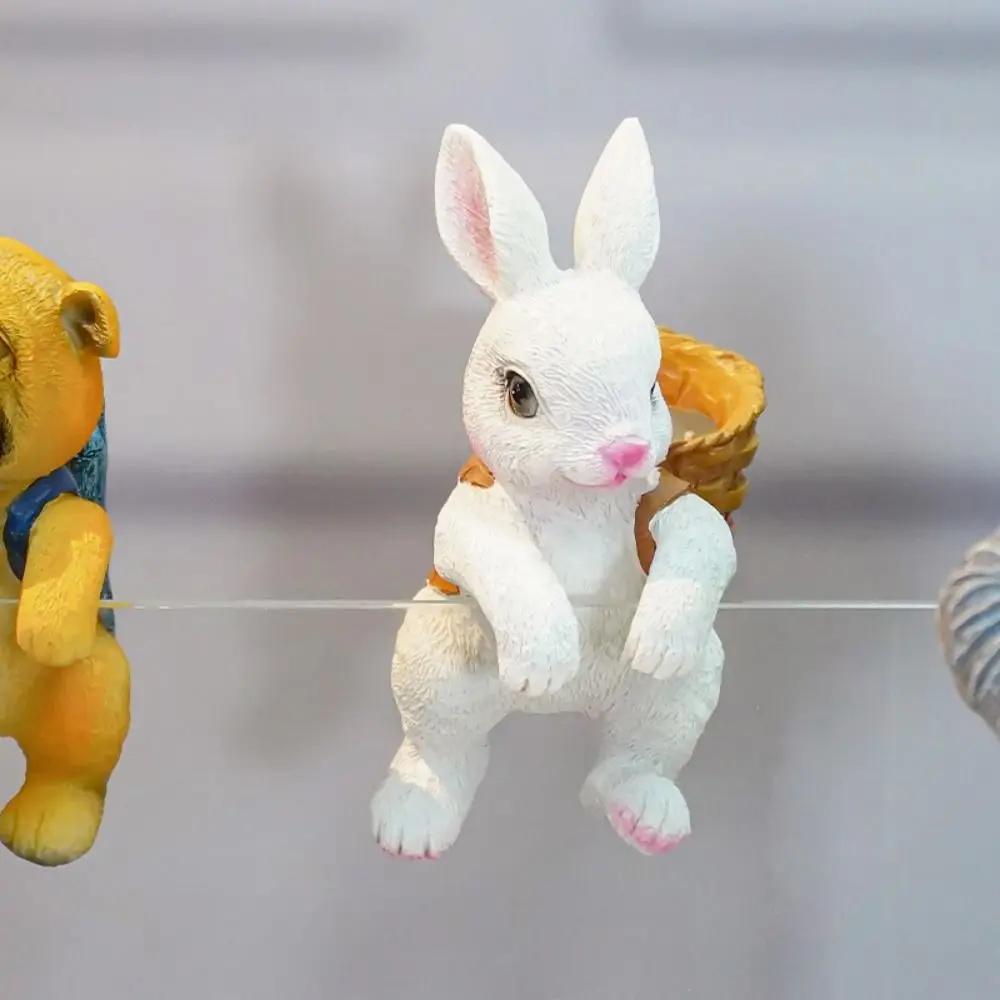 Cartoon Basket Rabbit Landscape Simulation Resin Aquarium Hanging Ornaments Koala Dog Bunny Flower Basket Flower Pot