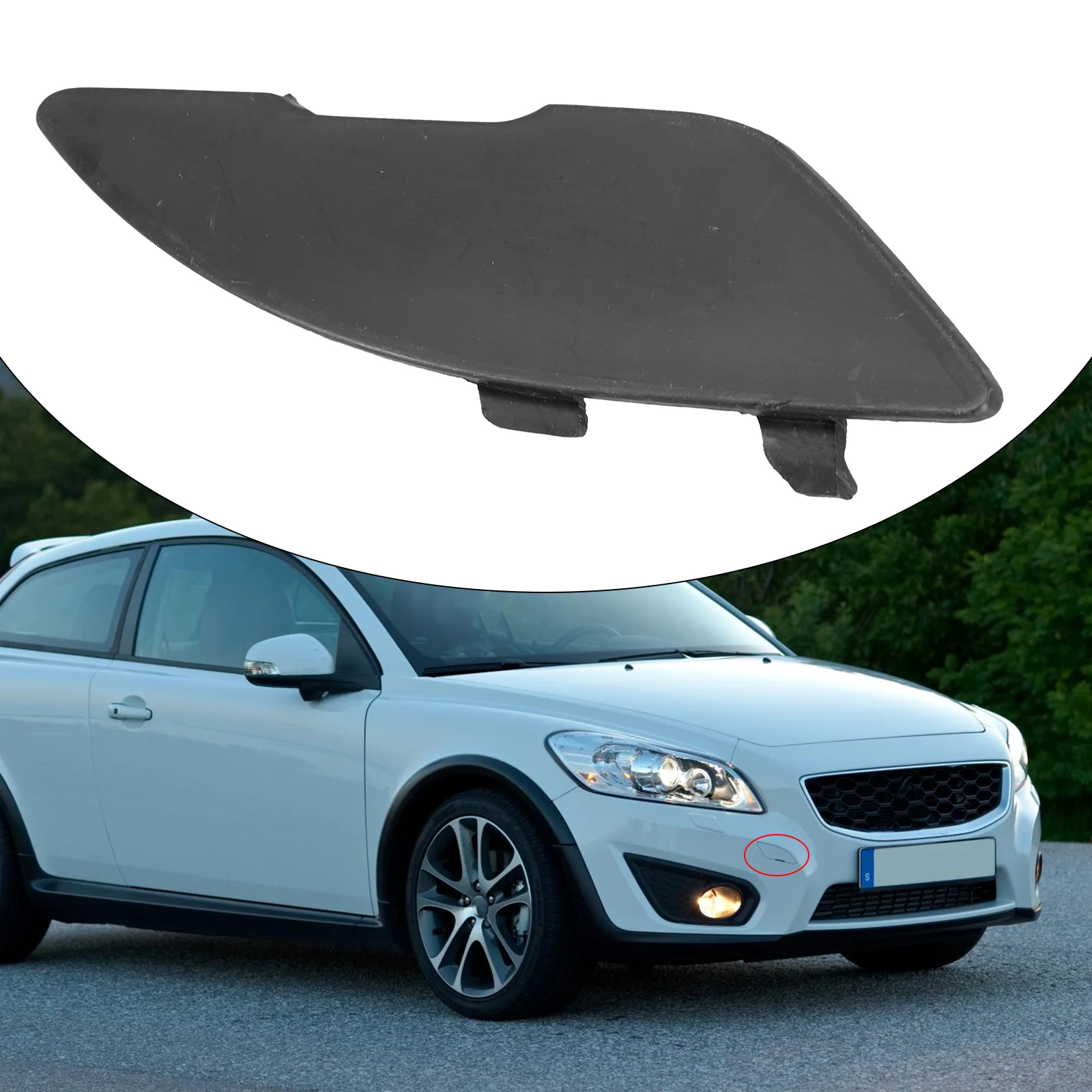 

Unpainted Black Front Bumper Tow Hook Eye Cover Perfect Match for VOLVO C30 FACELIFT 2010 2013 Durable and Long Lasting