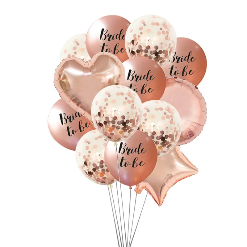 Rose Gold Bride to be Latex Balloons Bridal Shower Wedding Party Decoration Bachelorette heart star balloons Hen Party Supplies latex balloon inflatable balloon