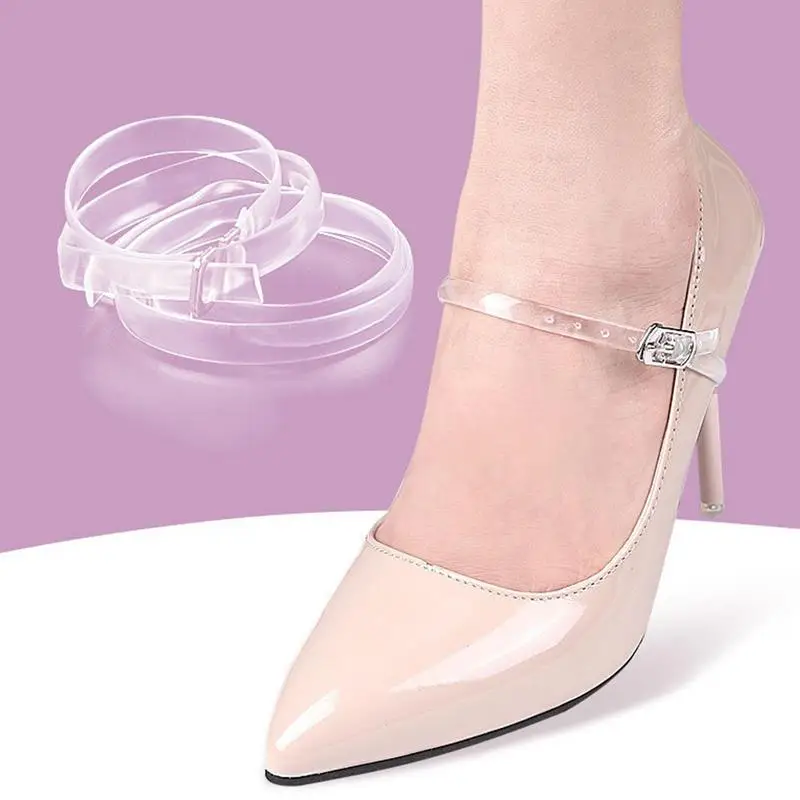 Clear Shoe Straps 1 Pair Transparent Invisible Heel Straps Elastic Anti