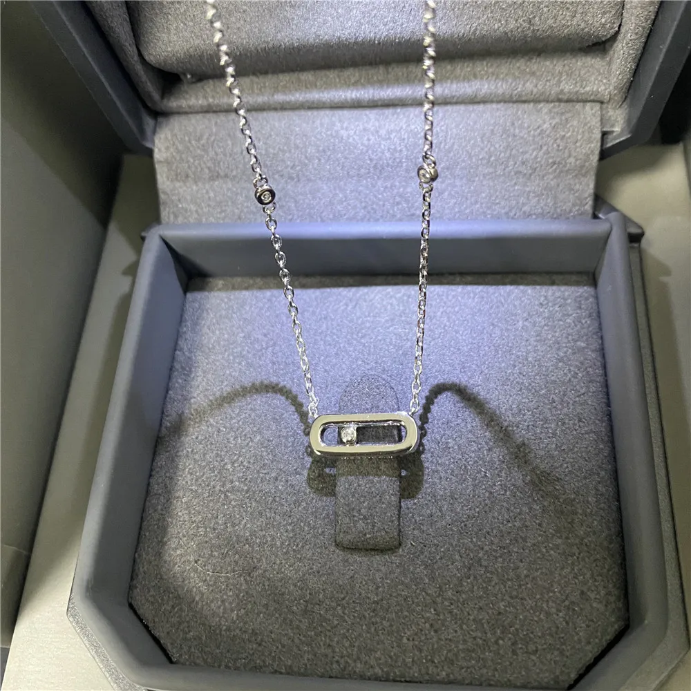 Silver pendant 925 sterling silver women's diamond pendant necklace classic MOVE series 5 water drop diamonds