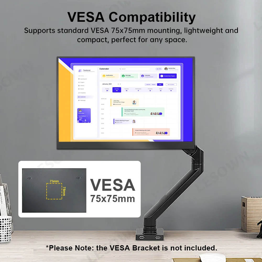 LESOWN 휴대용 추가 모니터 14 인치 2560x1600 2.5K 측면 화면 Xbox 시리즈 X 144Hz 모니터 노트북 용 초박형 IPS 패널