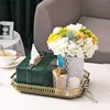 Leather tissue box Handmade Metallic green Paper box Tea table storage organization ornaments napkin holder Home Decoration 2