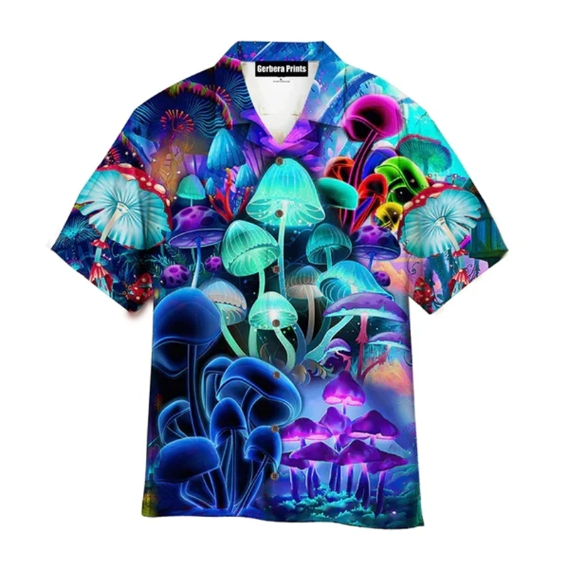Camisa de manga corta con cuello abatible y botones para hombre, personalizada, de verano, con estampado 3D de setas de colores, para vacaciones, playa, 2024