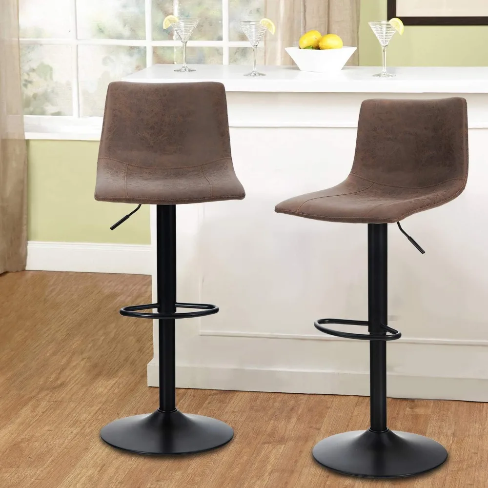 

Swivel Bar Stools Set of 2 for Kitchen Counter Adjustable Counter Height Bar Chairs with Back Tall Barstools PU Leather Kitchen