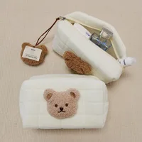 Portable Cute Bear Baby Toiletry Bag Make Up Cosmetic Bags Diaper Pouch Baby Items Organizer Reusable Cotton Cluth Bag for Mommy 1