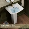 Modern ‎‎‎Rectangular Sytle Pedestal Sink for Tiny Bathrooms, L Pedestal Sink Combo with Overflow and 1 Pre-Drilled Faucet Hole 3