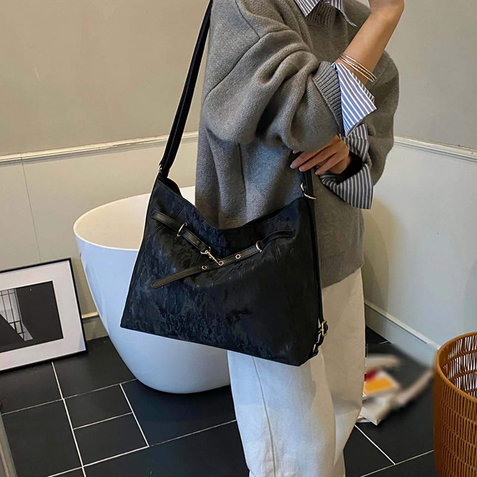 Women PU Leather Tote Bag with Adjustable Strap Shoulder Bag Trendy Crossbody Bags for Work Shopping Travel Daily