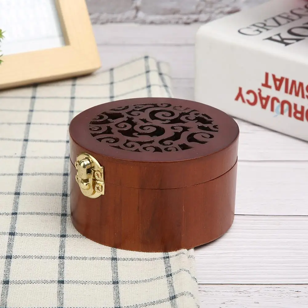 Round Wood Carving Music Box Castle In The/Swan Lake Hand Cranked Clockwork-Ideal For Birthday & Christmas Gift