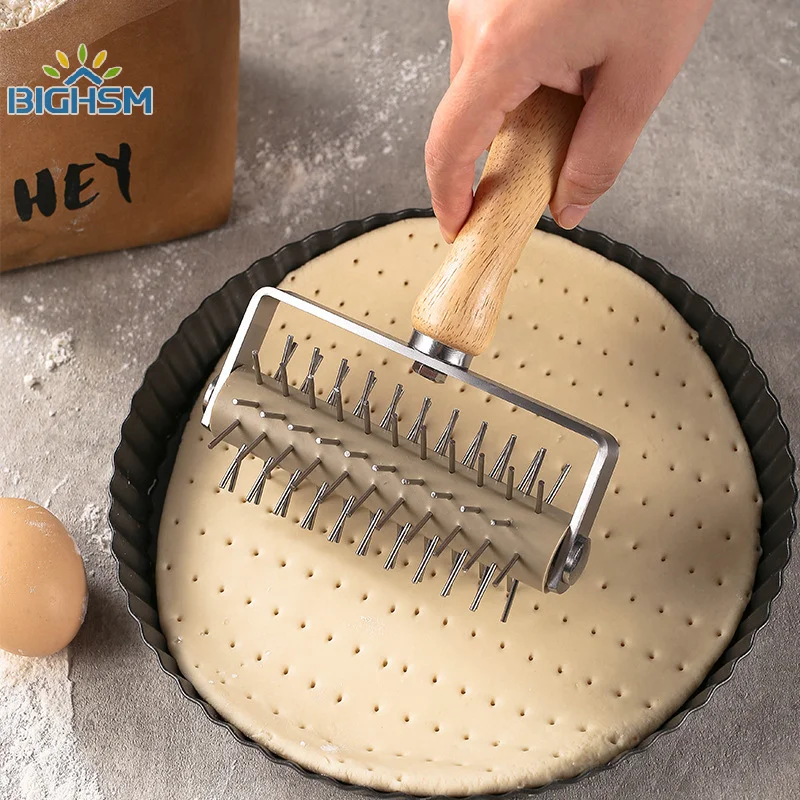 Tagliapasta A Rullo Reticolo In Acciaio Inox Con Manico In Legno - Rotella Per Pizza, Pasticceria, Biscotti E Torte - 2