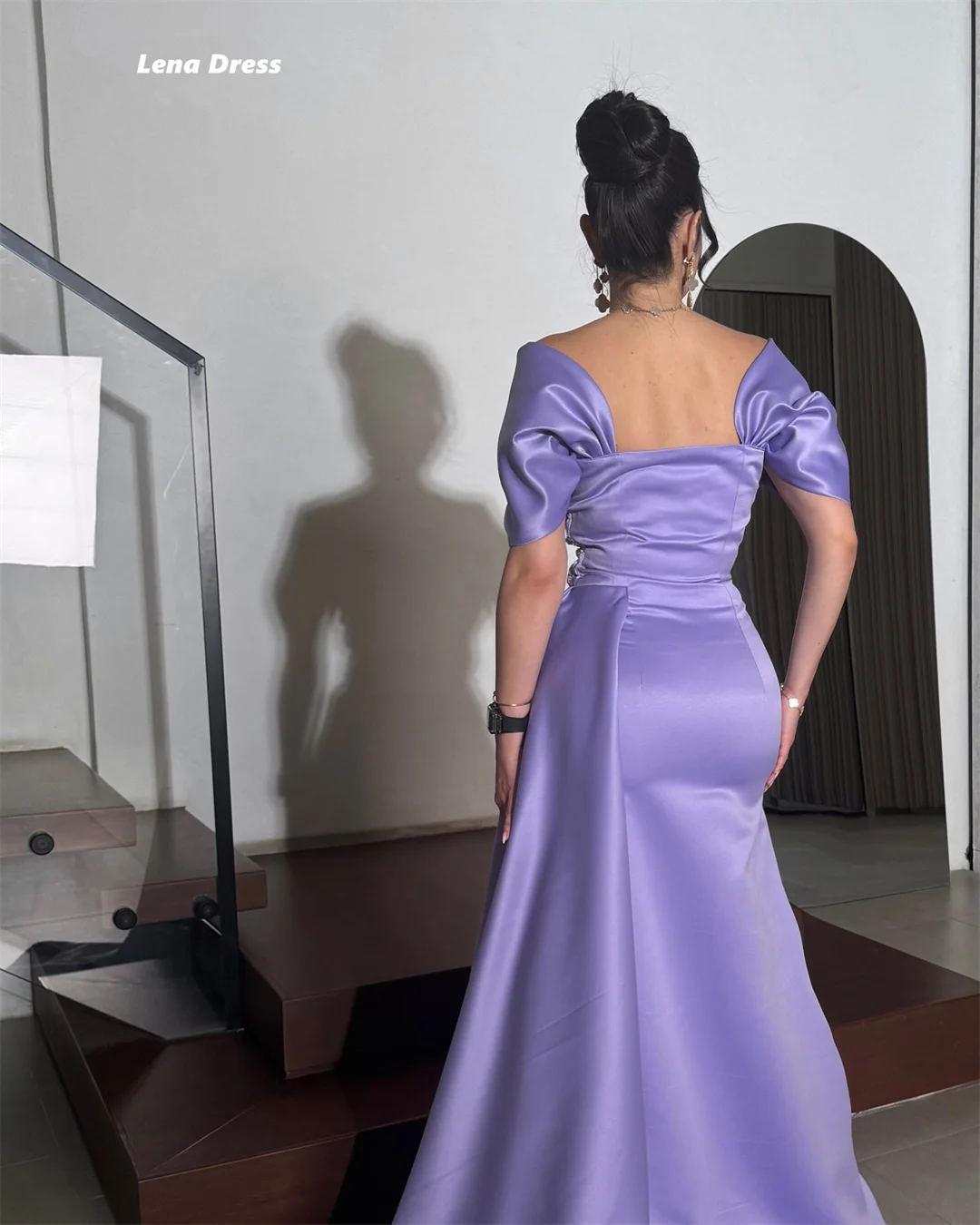 Lena Flower Embroidered Lace Prom Dresses 2025 Luxury Evening Dress Woman Custom Made Fish Tail Shawl Ball Gowns Robe Soiree 6