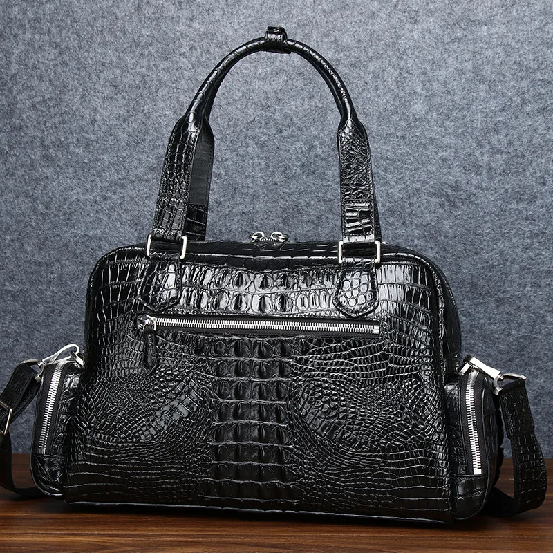 Quality Business men's bag Real Cowhide Leather Crocodile Pattern Tote bag Men shoulder bags Genuine Leather Bag