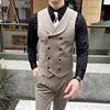 High Quality Autumn Double Breasted Suit Vest Men Business Formal Sleeveless Vest Slim Fit Wedding Groom Banquet Party Waistcoat 4