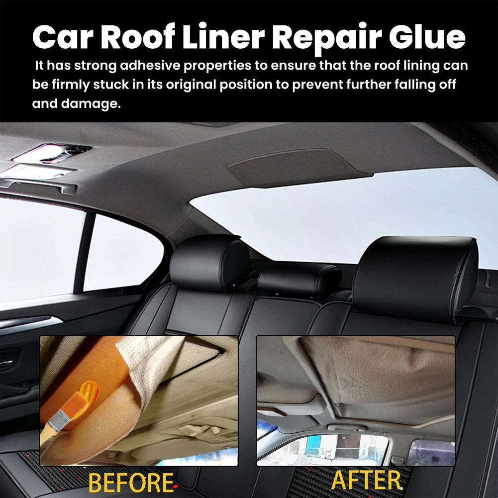Car Interior Roof Liner Repair Glue with Brush Fast Dring Car Headliner Leather Repair Spray Universal Car Roof Powerful Glues 2