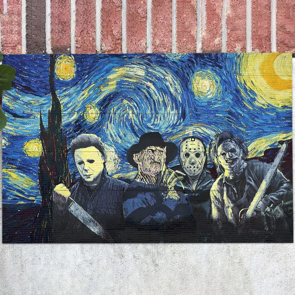 VIKAMA Halloween Theme Horror Movie Character Collection Carpet Non-Slip Washable Stain Resistant Doormat Bedroom Porch Tappeto floor mat