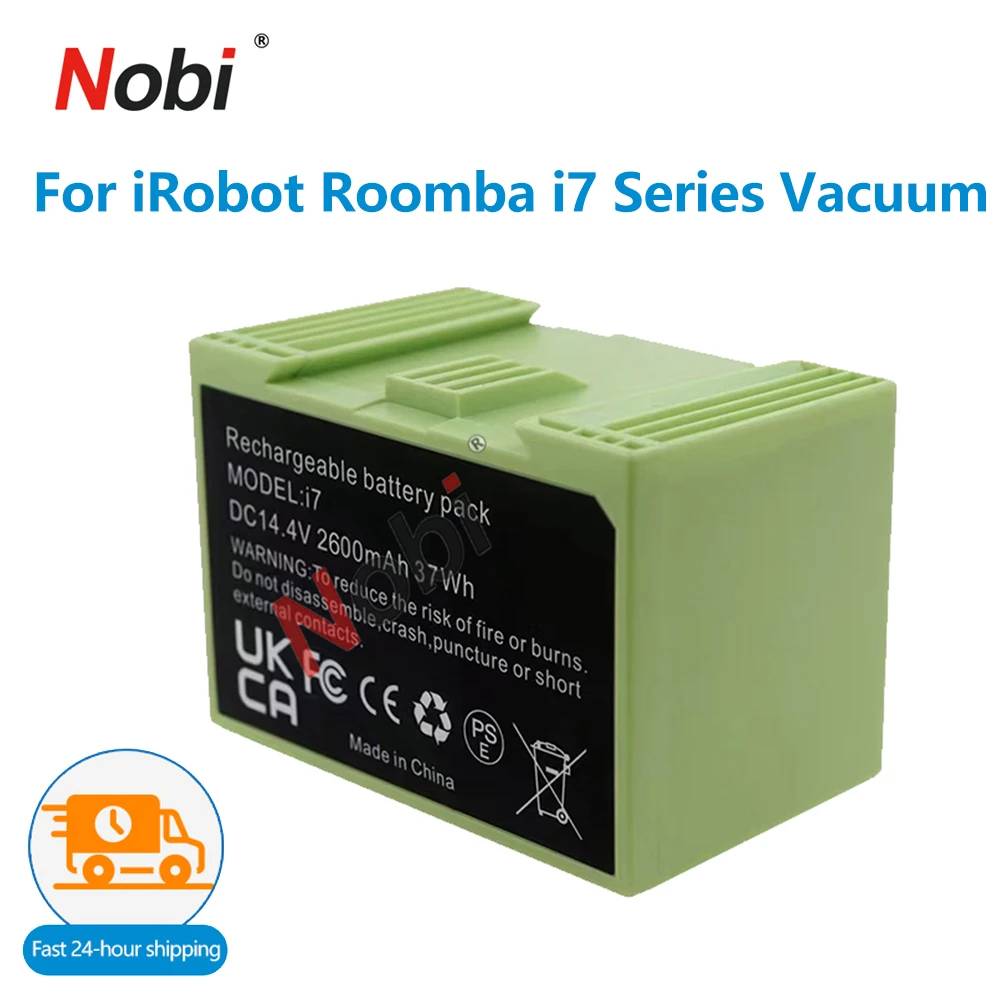 Nobi 14.4V 2600mAh i7 Li-Replacement Vacuum Battery For iRobot Roomba e and i Series i7+ 7150 7550 e5 e6 i3 i3+ 3150 i4 i4+ 4550