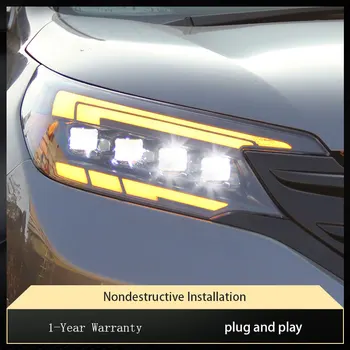 Car Lights For Honda CRV 2012 2013 2014 LED Headlight Assembly Upgrade Bifocal Lens DRL Dynamic Signal Lamp Tool Accessories