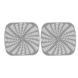 Set of 2 Reusable Silicone Fryer Liners - Scratch Resistant Mat (Light Grey)