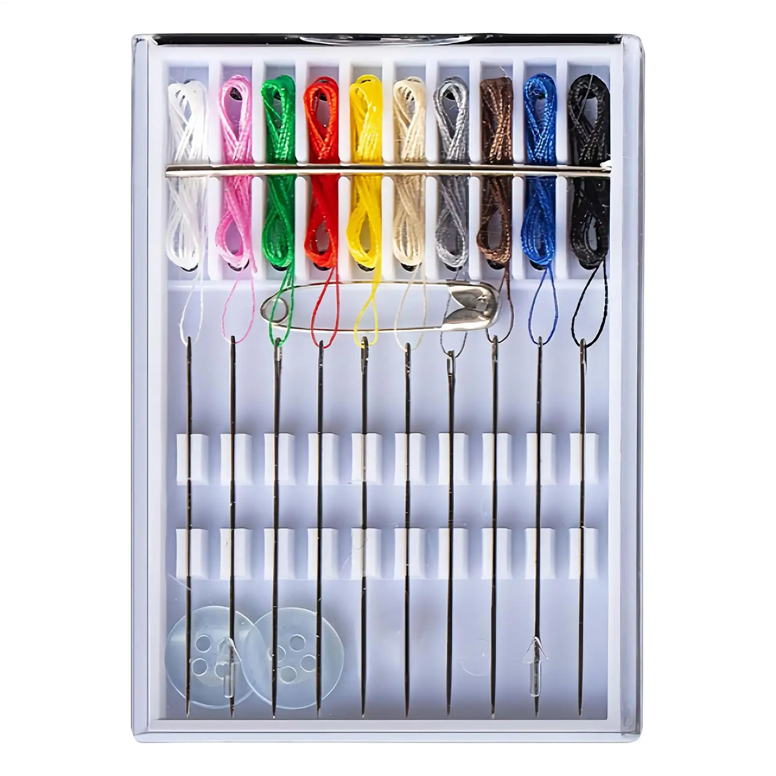 10 Boxes Home and Travel Quick Fix Sewing Kit Pre Threaded Needle Kit Clothes Supplies Accessories With Pin Button