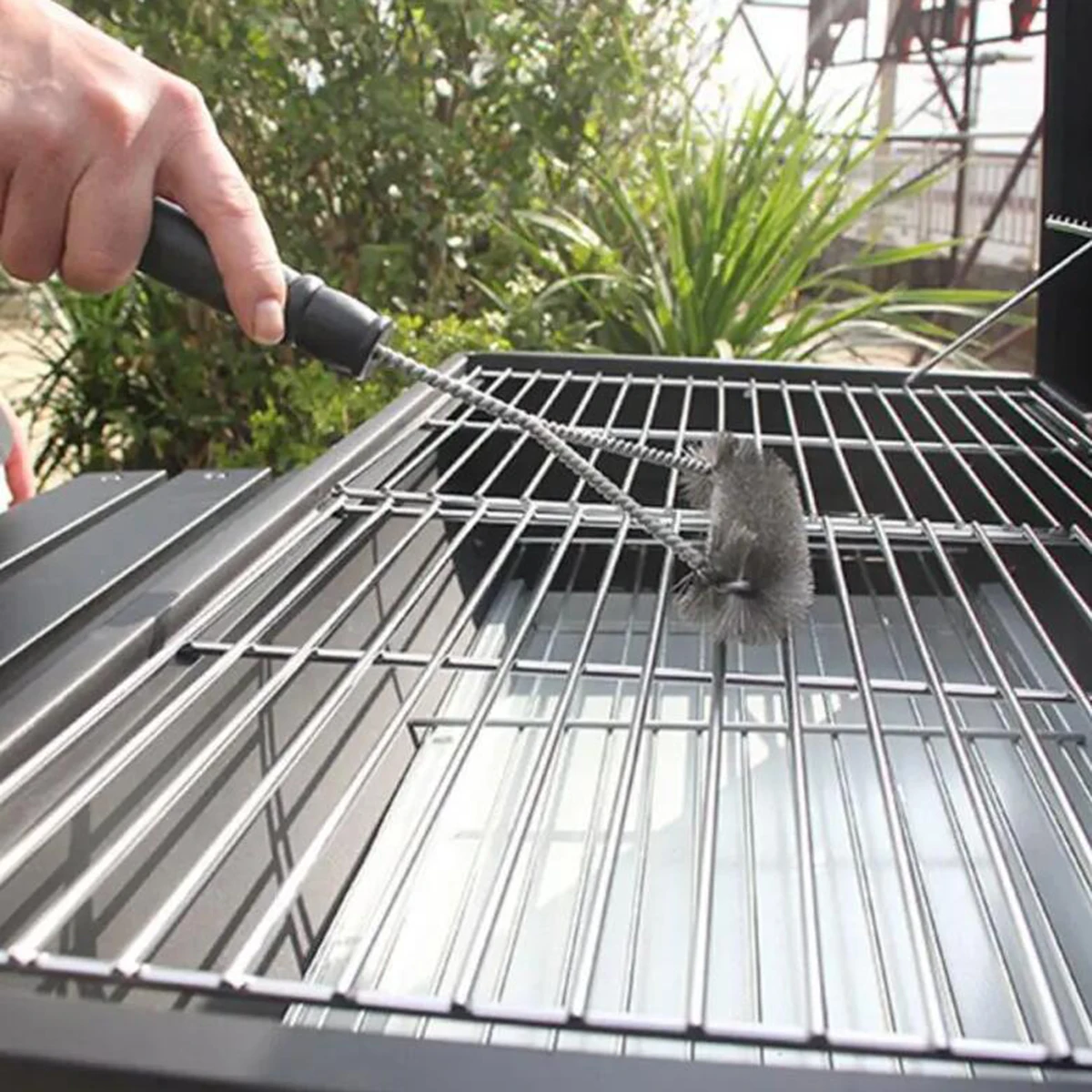 1pc Steel BBQ Brush Grill and Scraper BBQ Cleaner Brush Perfect Tools Grill Cleaning Ideal Barbecue Accessories Non-stick