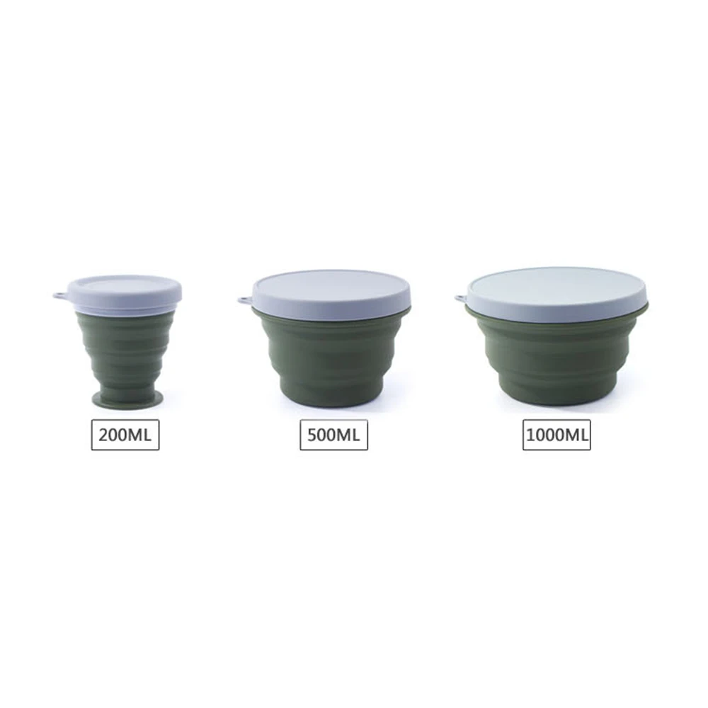 Camping Cookware Set Food-grade Silicone Folding Outdoor Tableware Cookset Cooking Kit Pot Kettle Bowl Hiking Picnic Equipment 3