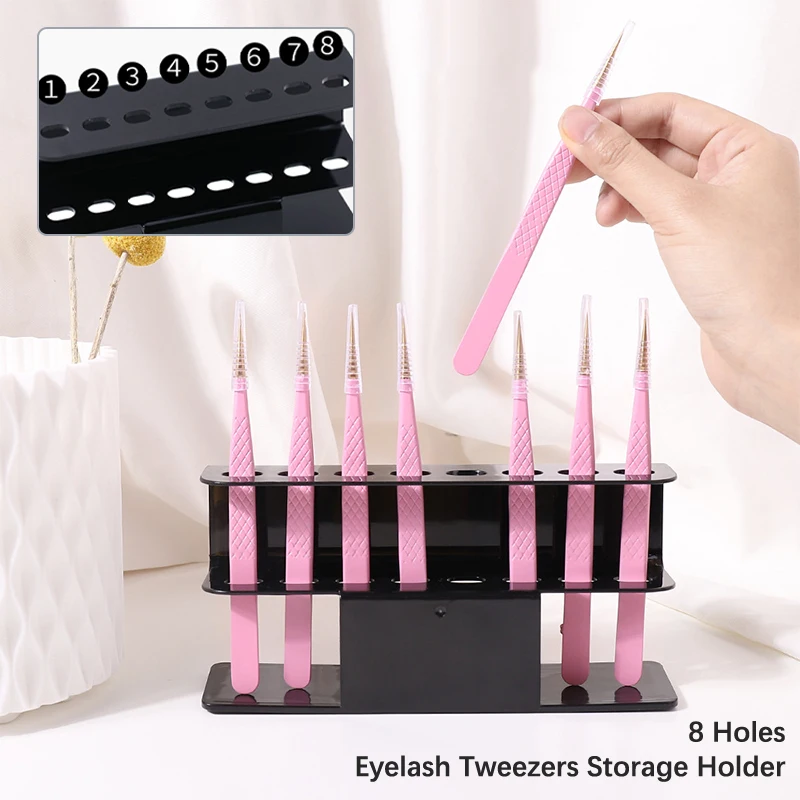 

Acrylic Eyelash Tweezers Storage Holder Stand 8 Holes Convenient Tweezers Stand Shelf Hold Eyelash Extension Tattoo Makeup Tool