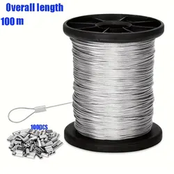 Stainless Steel Wire Rope with Aluminum Crimps for Outdoor Hanging and Garden Use