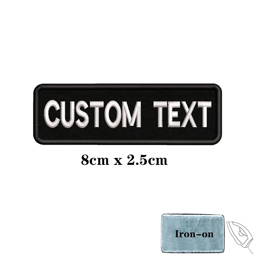 Custom Name Patch Stripes Badge 10x2.5cm 8X2.5cm,12x2.5cm,8x5cm,10x4cm,15x5cm,20X7cm，25x8cm Velcros Embroidery iron on 