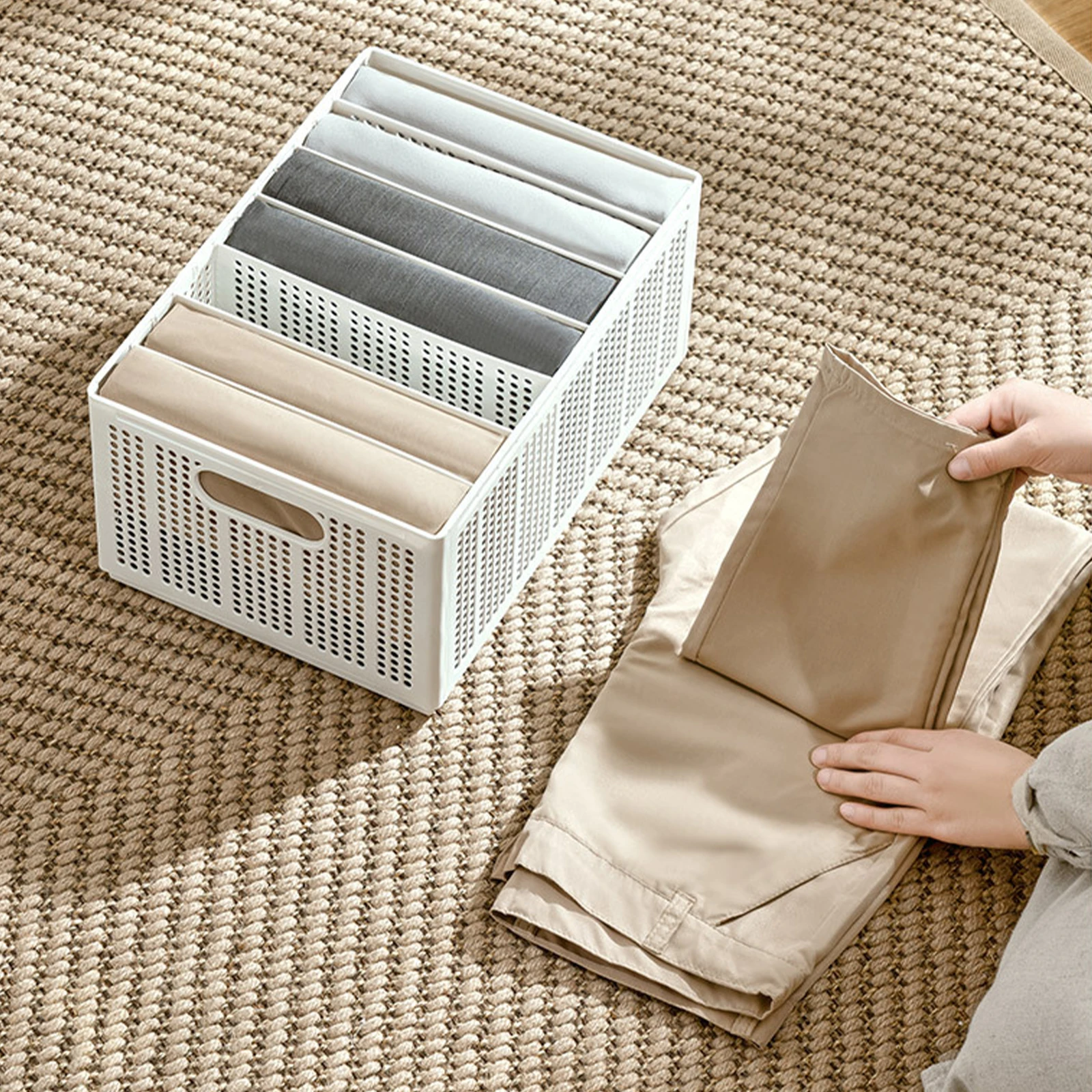 Foldable Plastic Clothes Storage Basket Household Storage Organizing