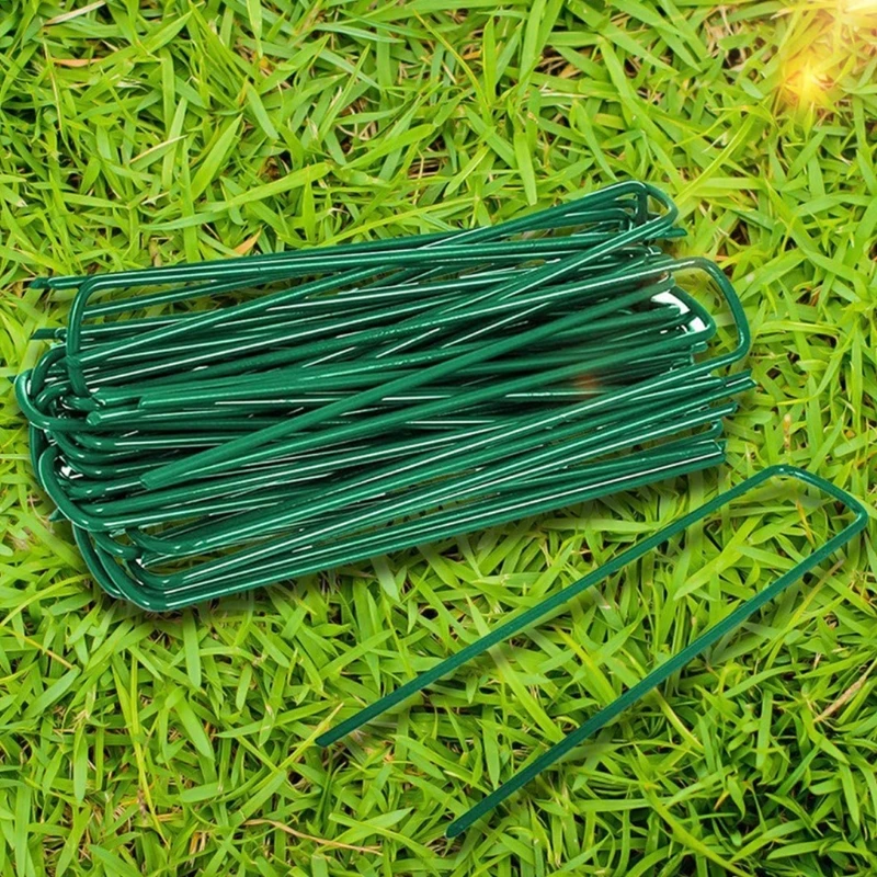 10x Garden Stakes Galvanized Landscape for Staples Heavy Duty Sod Pins for Weed Barrier Fabric Ground Irrigation Tubing