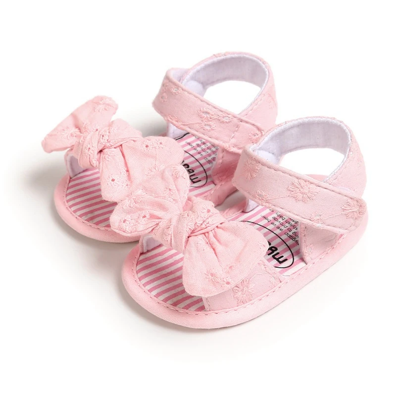 Baby Girls Anti-Slip Bow Sandals Shoes Breathable Toddler Soft Soled First Walkers Shoes Baby Hollow Design Sandals 1