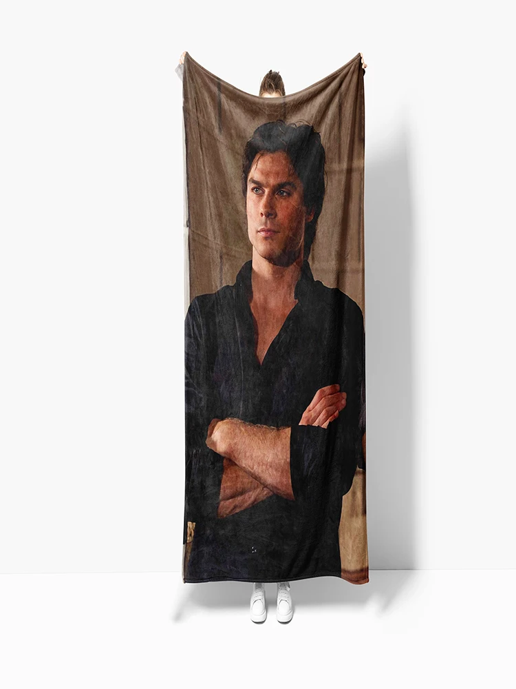 130x150cm The Vampire Diaries Damon salvatore printed blanket Warm Flannel blankets Soft and comfortable blanket 4