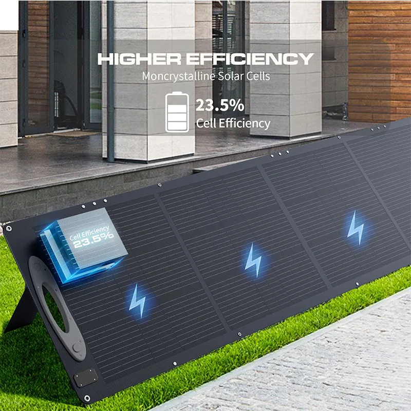 VDL Panel solar portátil SC0201, kit de panel solar plegable monocristalino  de 200 W con soporte ajustable, salida MC-4 para estación de energía de