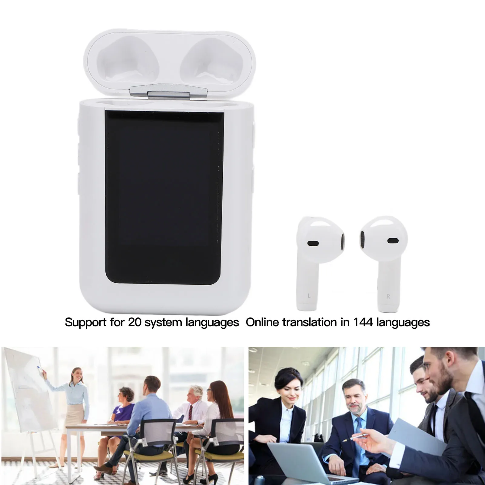 Language Translator Earbuds Chatgpt Empowered Languages Translator Device Independent Use with Touch Screen NO Need APP