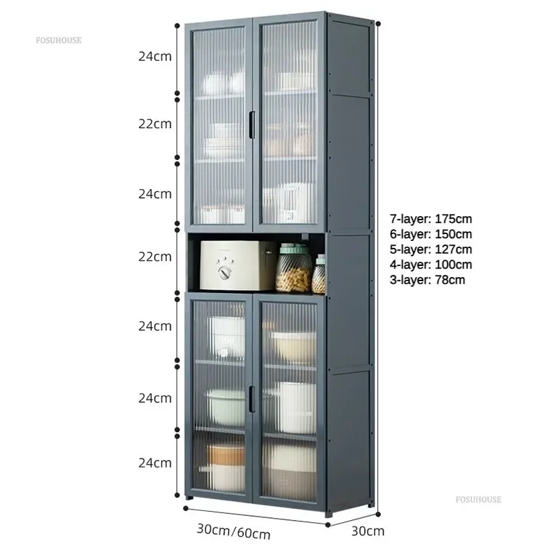 Multi-functional Kitchen Cabinets Household Storage Cabinet Nordic Minimalist Floor-standing Dish Microwave Pot Kitchen Cabinet 6