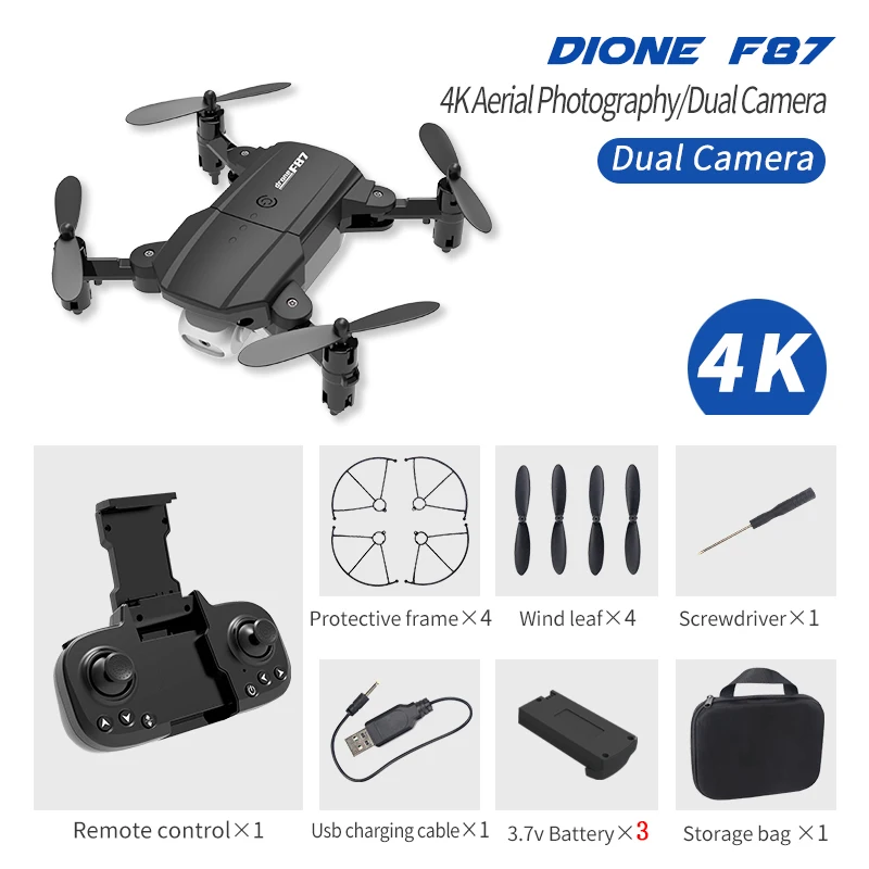 F87 RC Mini Quadcopter Professional drones with Dual camera WIFI FPV 4K HD Fixed Height Foldable Dron Helicopter Toys RC Quadcopter modern RC Quadcopter