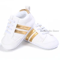 Baby First Shoes Toddler Walker Infant Boys Girls Kids Sneakers PU Leather Gold White Black Newborn Shoes 0 to 3 6 9 12 18 Month 2
