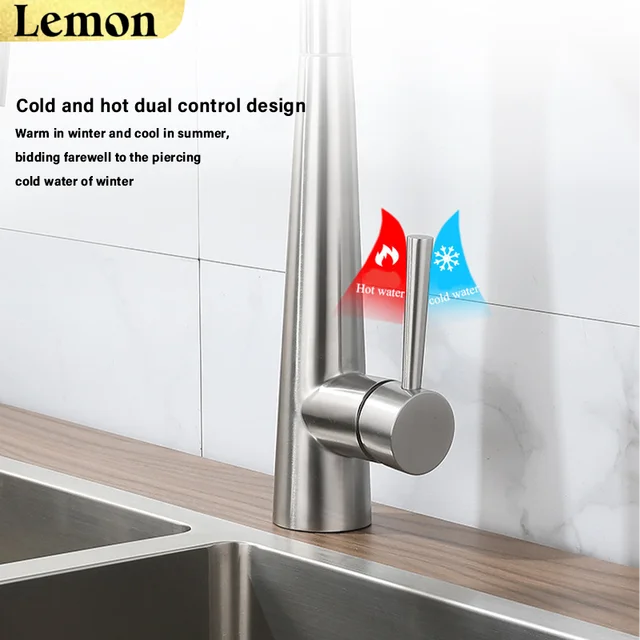 ก๊อกน้ําห้องครัว 304 สแตนเลสดึงออกอ่างล้างจาน Water TAP Deck ติดตั้ง Mixer Stream Sprayer หัวร้อนเย็นก๊อก 3