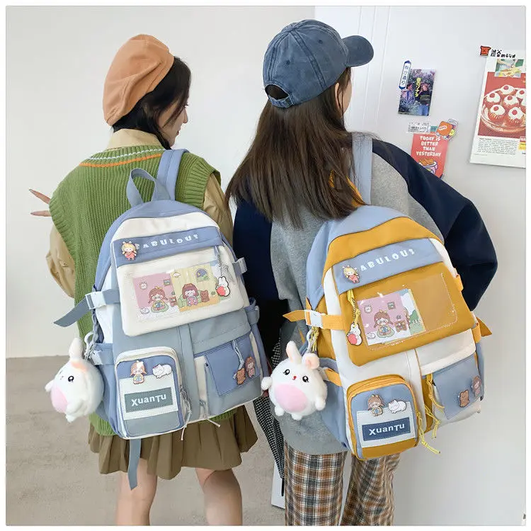 Kawaii Bunny Backpack - Cute Anime Aesthetic School Bag With Rabbit Ears, Pastel Purple, Large Size