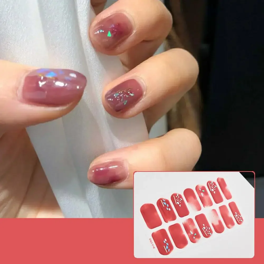 Heallor Semi Cured Gel Nails Art Stickers For Nail Art Diy Manicure Salon 3d Laser Hot Stamping Nail Art Stickers Japanese Color 4